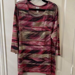 Chico’s Striped 3/4 length Sleeve Top